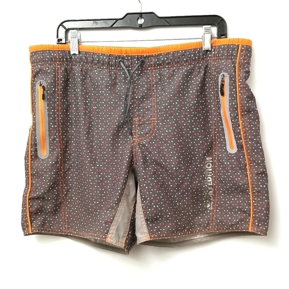 Point Zero Shorts Men's Size Small Dry Edition Orange Grey Zipper Pockets